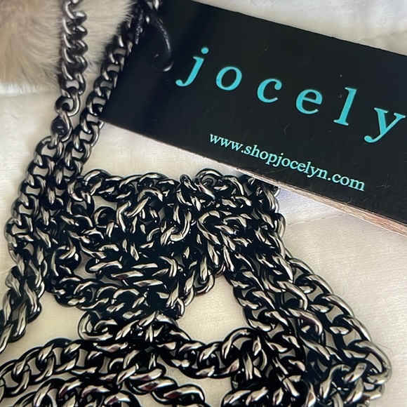 NWT JOCELYN GREY LEOPARD RABBIT FUR BUCKET PURSE - Picture 6 of 8